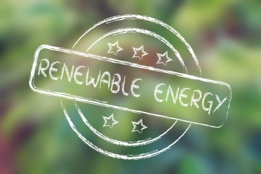 stamp with 5 stars evaluation about renewable energy