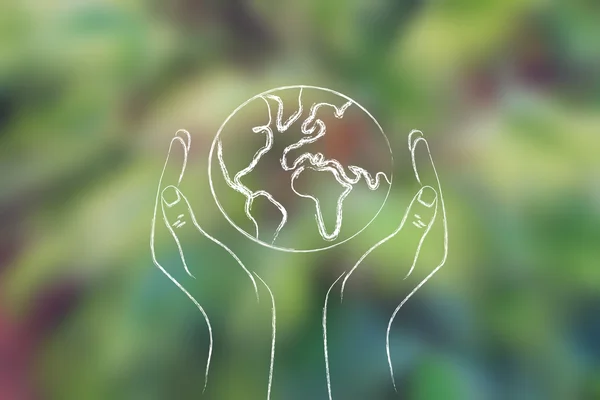 Hands holding planet earth — Stock Photo, Image