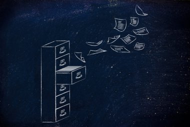 belgeler ile bir dosya dolabı çizimi