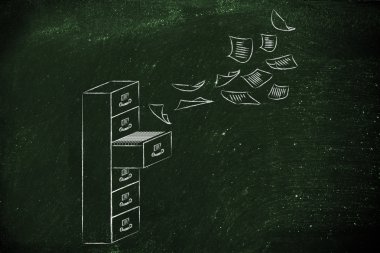 belgeler ile bir dosya dolabı çizimi