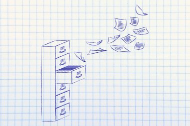 belgeler ile bir dosya dolabı çizimi