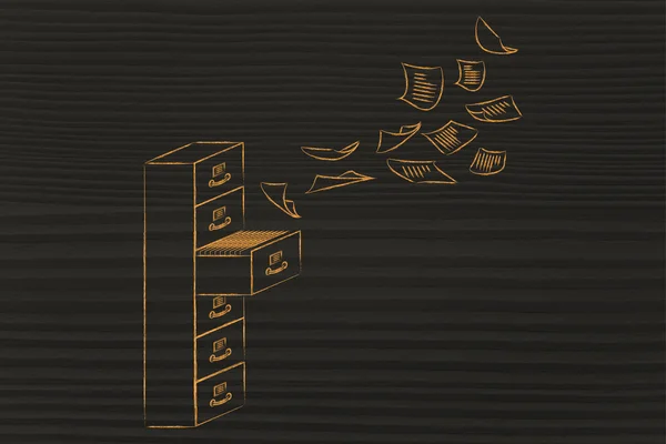 Illustration of a file cabinet with documents — Stock Photo, Image