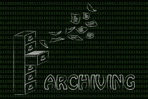 illustration of a file cabinet with documents