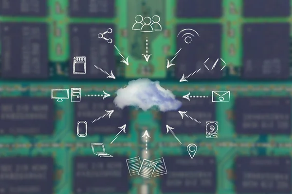 Concept van grote gegevens en cloud computing — Stockfoto