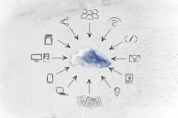 Concept van grote gegevens en cloud computing — Stockfoto