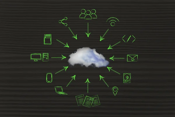 Conceito de big data e computação em nuvem — Fotografia de Stock
