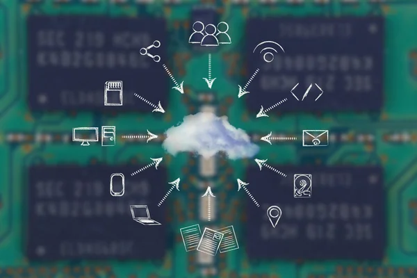 Concept van grote gegevens en cloud computing — Stockfoto