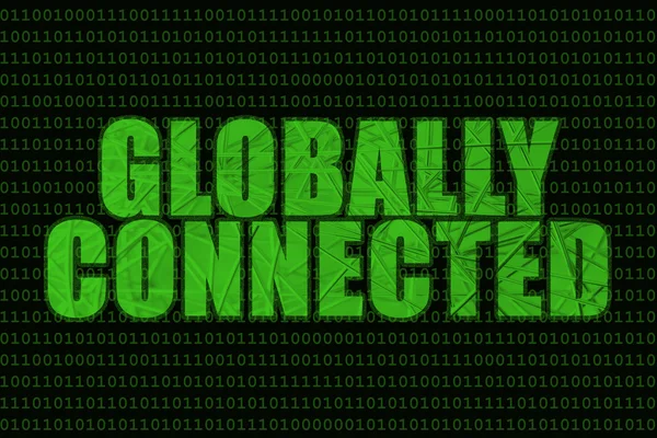 Globally Connected with metal web overlay — Stock Photo, Image