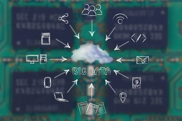 Concept van grote gegevens en cloud computing — Stockfoto