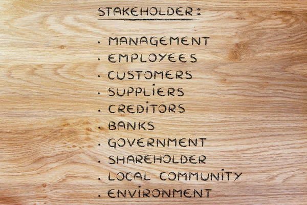 Lijst van de belangrijkste stakeholders van een companys — Stockfoto