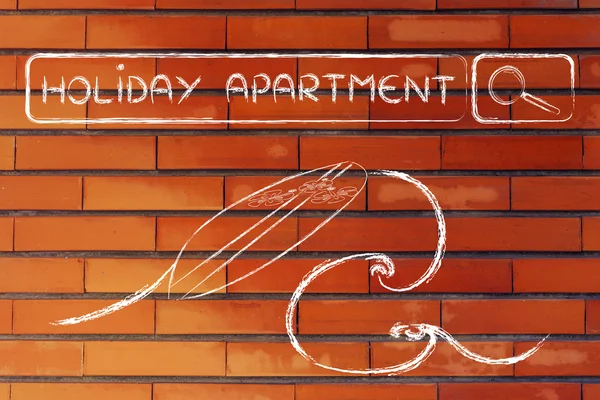 Holiday apartments için online arama — Stok fotoğraf