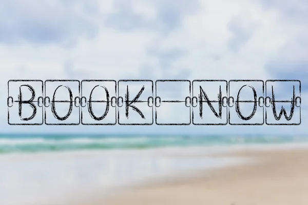 Words Book Now on beach background — Stock Photo, Image