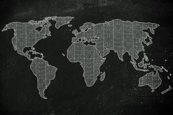 A kirakós darab világ Térkép — Stock Fotó