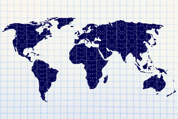 Mapa del mundo hecho de piezas del rompecabezas — Foto de Stock