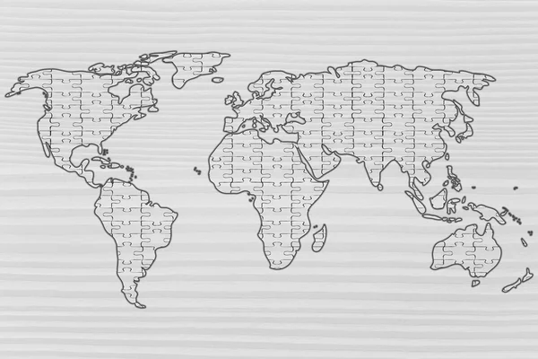 Mapa do mundo feito de peças de quebra-cabeça — Fotografia de Stock