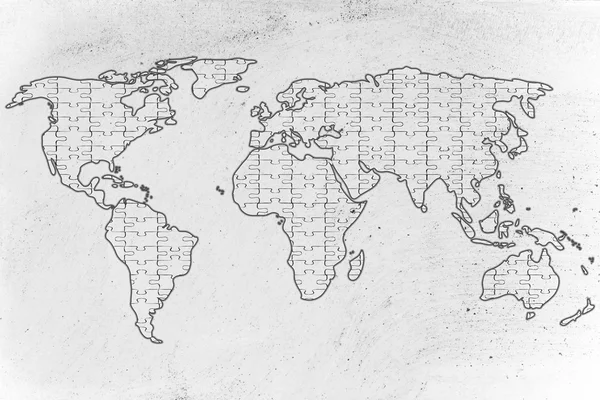 Mapa del mundo hecho de piezas del rompecabezas —  Fotos de Stock