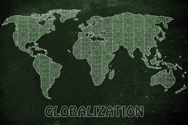 Concept of globalization with world map — Stock Photo, Image