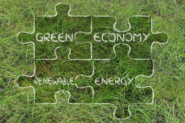 Yeşil Ekonomi ve yenilenebilir enerji illüstrasyon