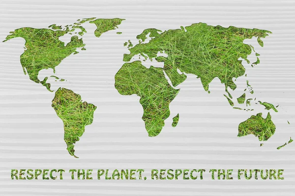 Карта мира с зеленой травой — стоковое фото