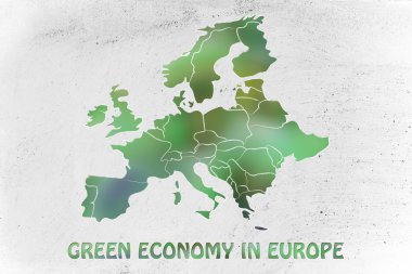 Map of europe with green leaves blur