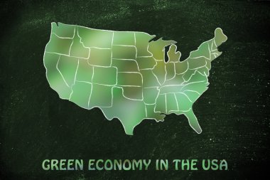 concept of ecology and green econmy with USA map