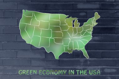 concept of ecology and green econmy with USA map