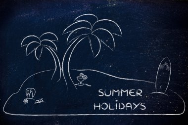 Desert Island with text Summer Holidays