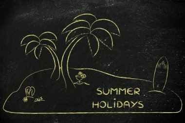 Desert Island with text Summer Holidays