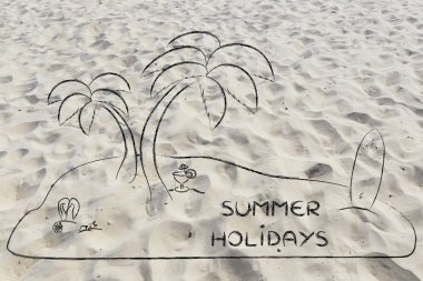Desert Island with text Summer Holidays