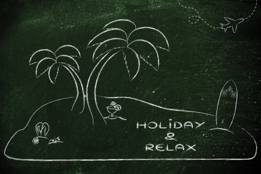 Desert Island with text Holiday & Relax
