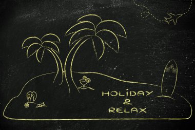Desert Island with text Holiday & Relax