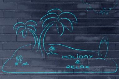 Desert Island with text Holiday & Relax