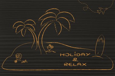 Desert Island with text Holiday & Relax