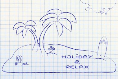 Desert Island with text Holiday & Relax