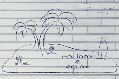 Desert Island with text Holiday & Relax