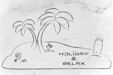 Desert Island with text Holiday & Relax