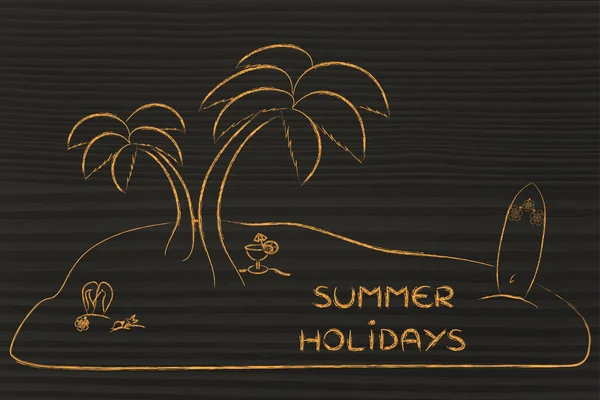 Desert Island with text Summer Holidays — Stock Fotó