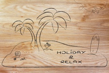 Desert Island with text Holiday & Relax