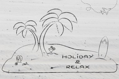 Desert Island with text Holiday & Relax