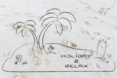 Desert Island with text Holiday & Relax