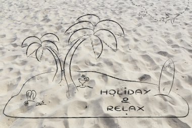 Desert Island with text Holiday & Relax