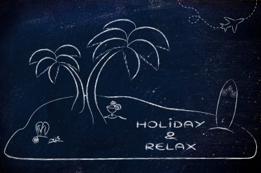 Desert Island with text Holiday & Relax