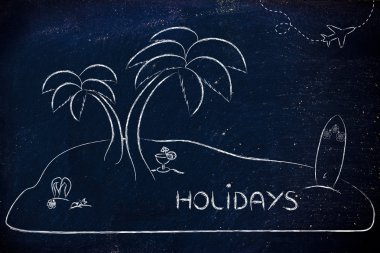 Desert Island with text Holidays