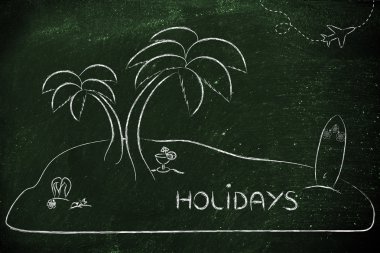 Desert Island with text Holidays