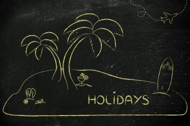 Desert Island with text Holidays