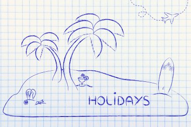Desert Island with text Holidays
