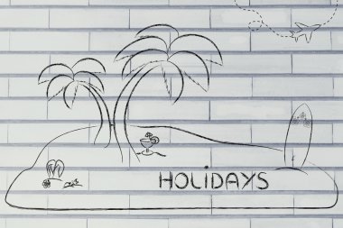 Desert Island with text Holidays