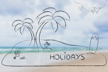 Desert Island with text Holidays