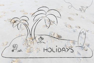 Desert Island with text Holidays
