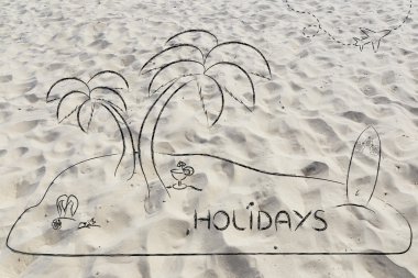 Desert Island with text Holidays